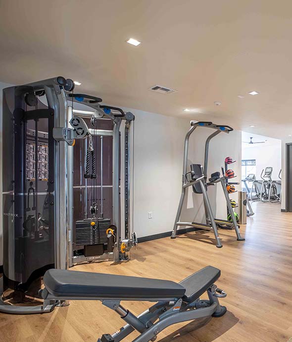 fitness studio with strength equipment