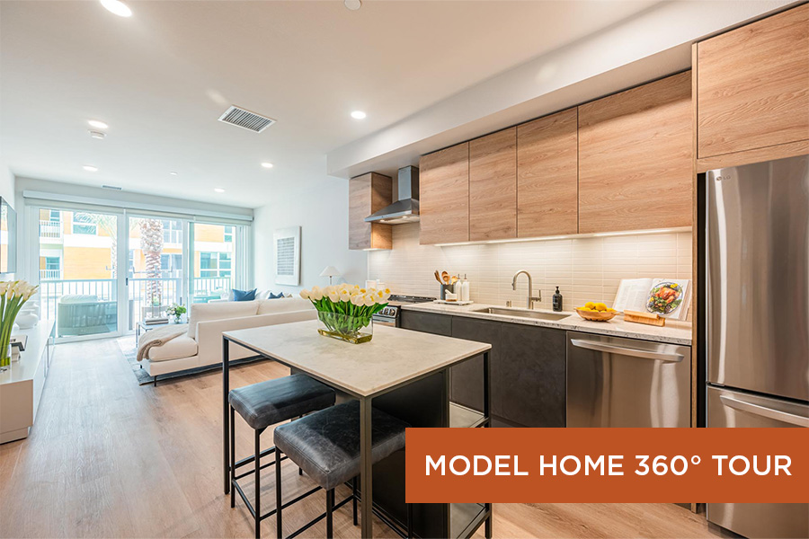 Thumbnail of model home 360 tour that showcases kitchen with stainless steel appliances at Citrus Commons in Sherman Oaks, San Fernando Valley, Los Angeles, CA.