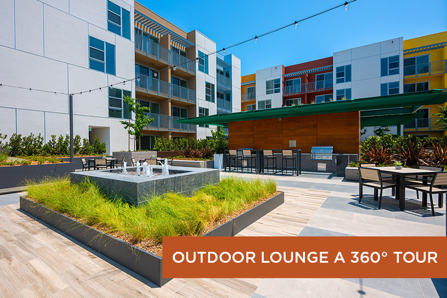 Thumbnail for 360 tour featuring Outdoor lounge with grills, fountain, and common space Citrus Commons, Sherman Oaks, Los Angeles, CA.