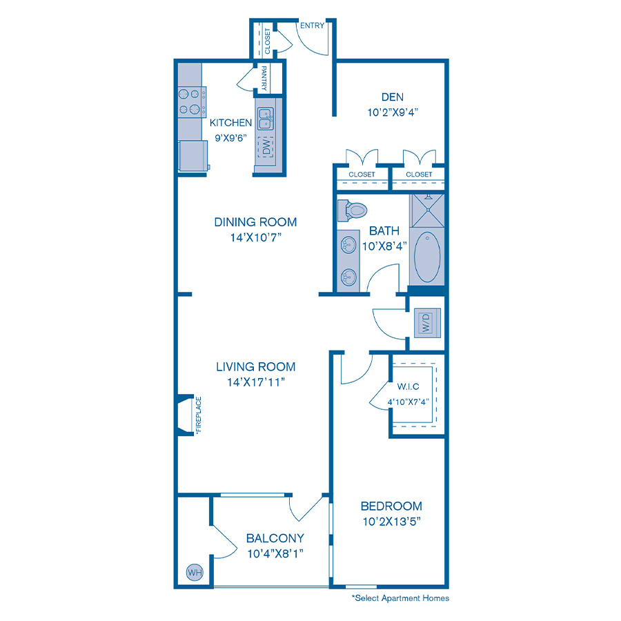 Rendering of the A19 floor plan with 1 bedroom[s] and 1 bathroom[s] at IMT at City Park