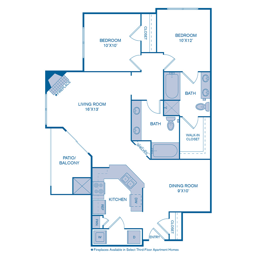 Rendering of the B2 Upgrade floor plan with 2 bedroom[s] and 2 bathroom[s] at IMT Cornerstar Ranch