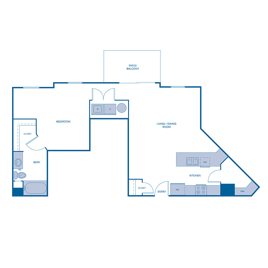 Rendering of the A3LOFT floor plan with 1 bedroom[s] and 1 bathroom[s] at IMT Franklin Gateway