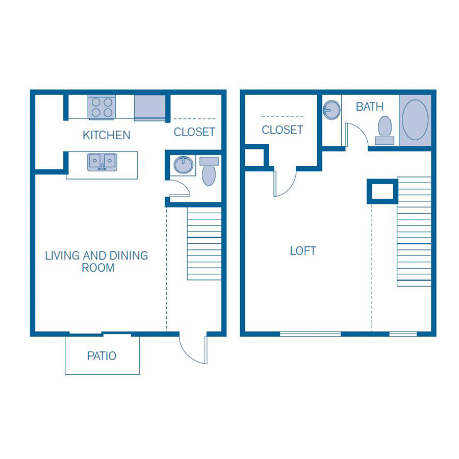 Rendering of the A2 floor plan with 1 bedroom[s] and 1 bathroom[s] at IMT Belasera at Forest Hills