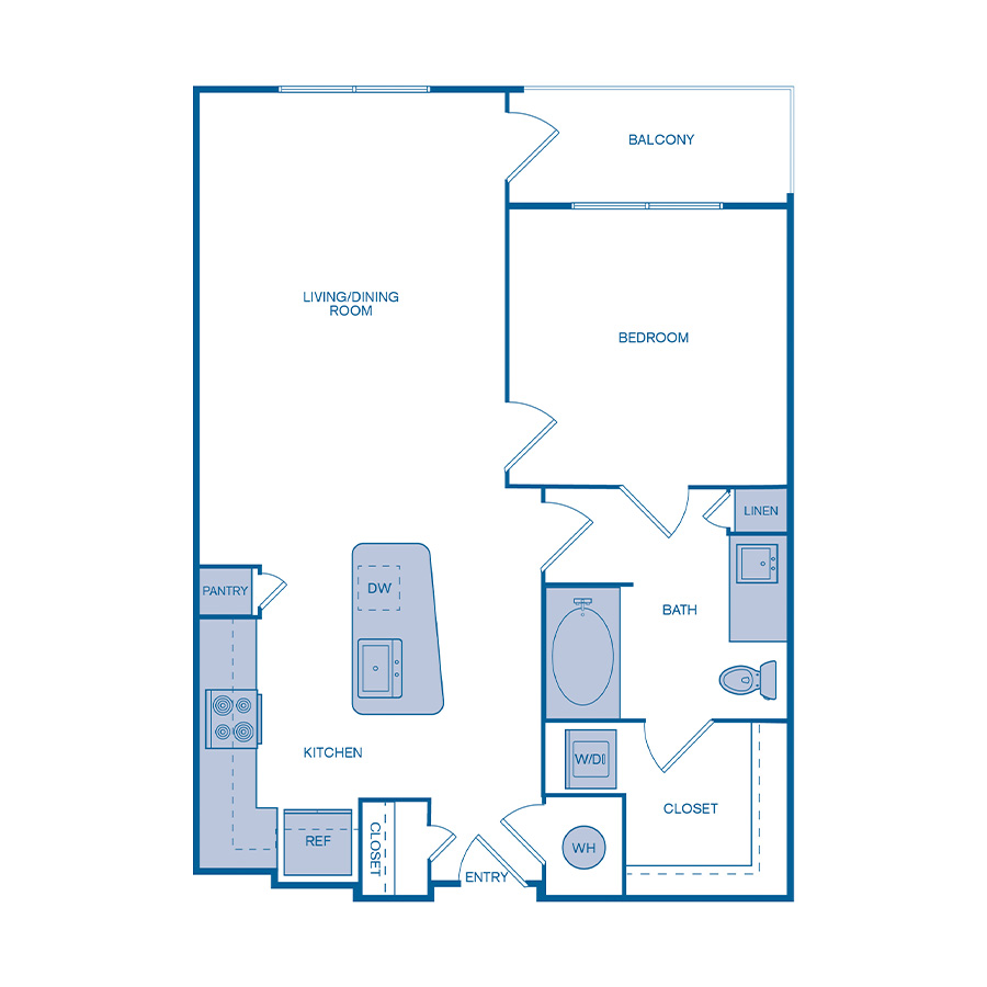 Rendering of the A4 floor plan with 1 bedroom[s] and 1 bathroom[s] at IMT Germantown