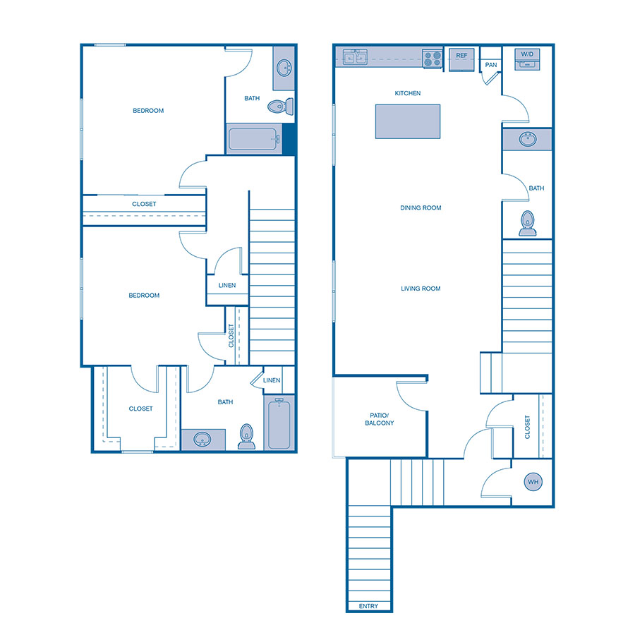 Rendering of the B5 floor plan with 2 bedroom[s] and 2 bathroom[s] at IMT Desert Ridge