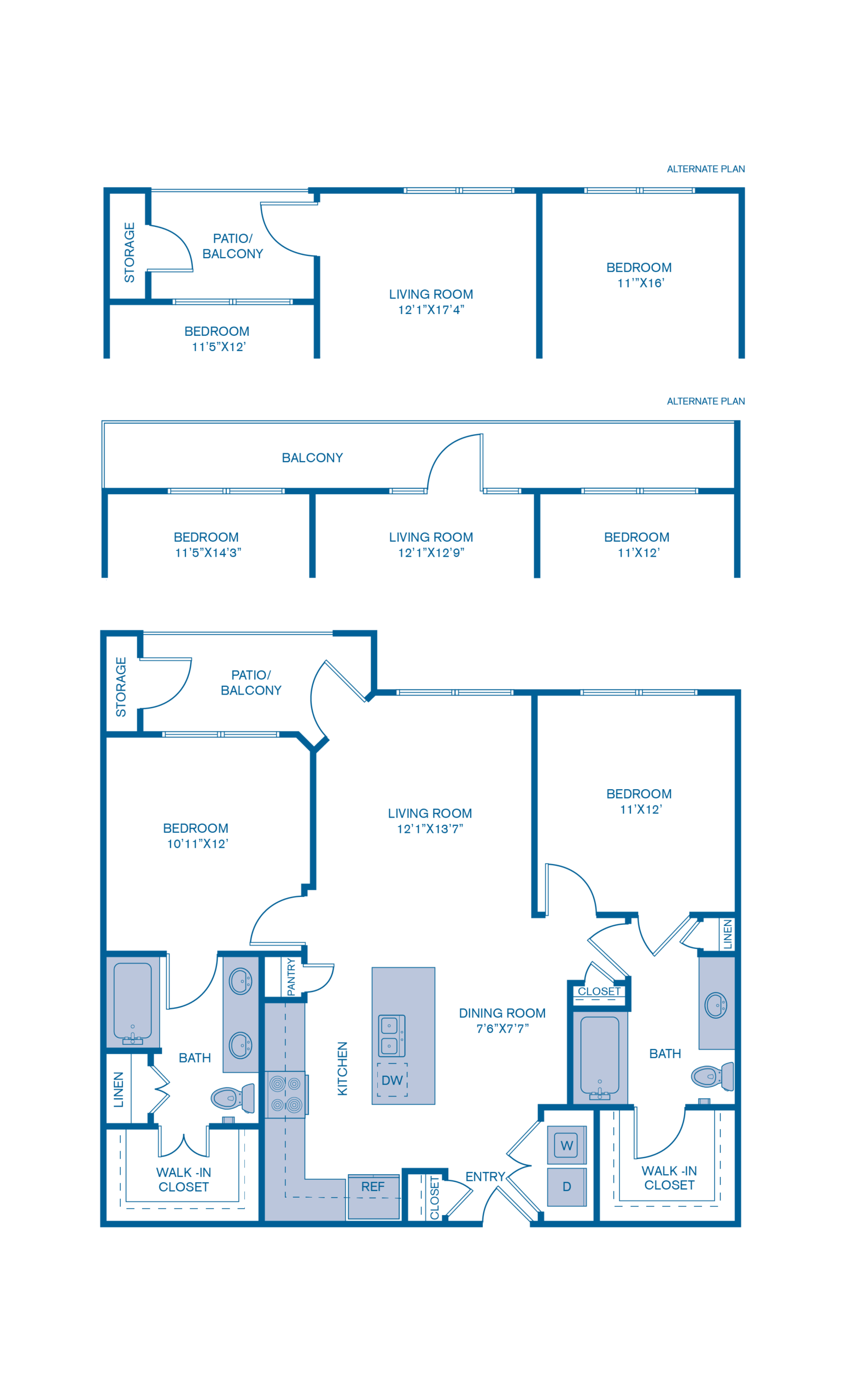 Rendering of the B3 floor plan with 2 bedroom[s] and 2 bathroom[s] at IMT Prestonwood