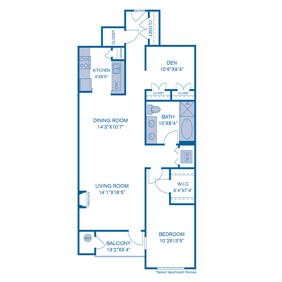 Rendering of the A20 floor plan with 1 bedroom[s] and 1 bathroom[s] at IMT at City Park
