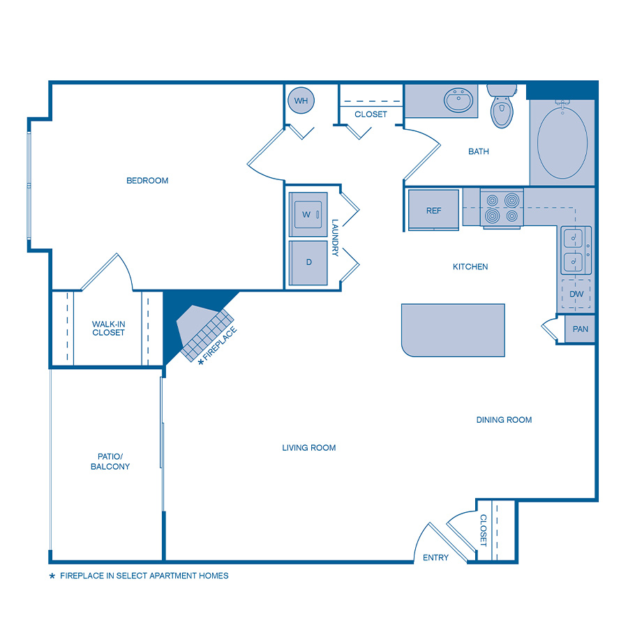 Rendering of the A11 floor plan with 1 bedroom[s] and 1 bathroom[s] at IMT Dayton Station