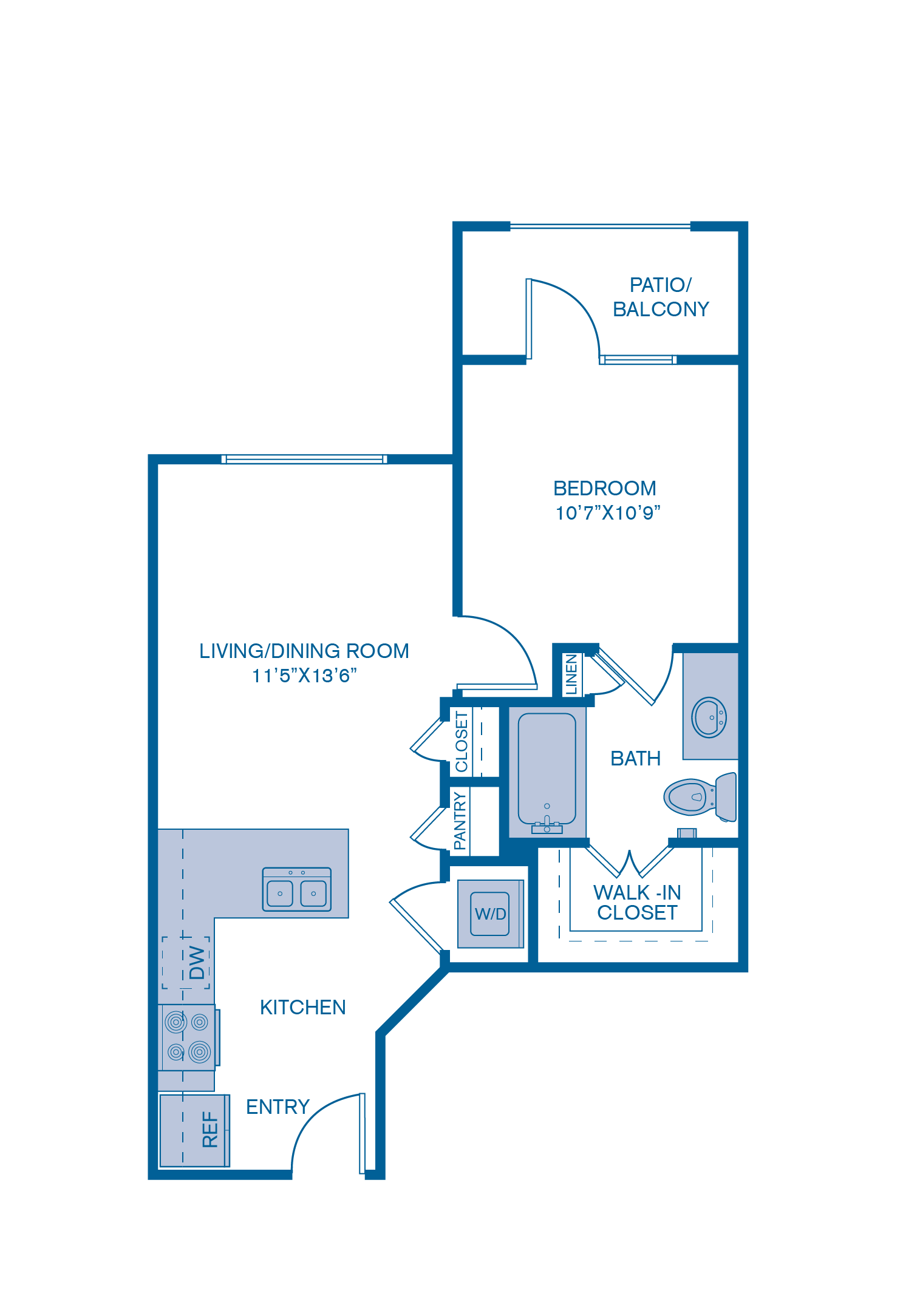 Rendering of the A2 floor plan with 1 bedroom[s] and 1 bathroom[s] at IMT Prestonwood