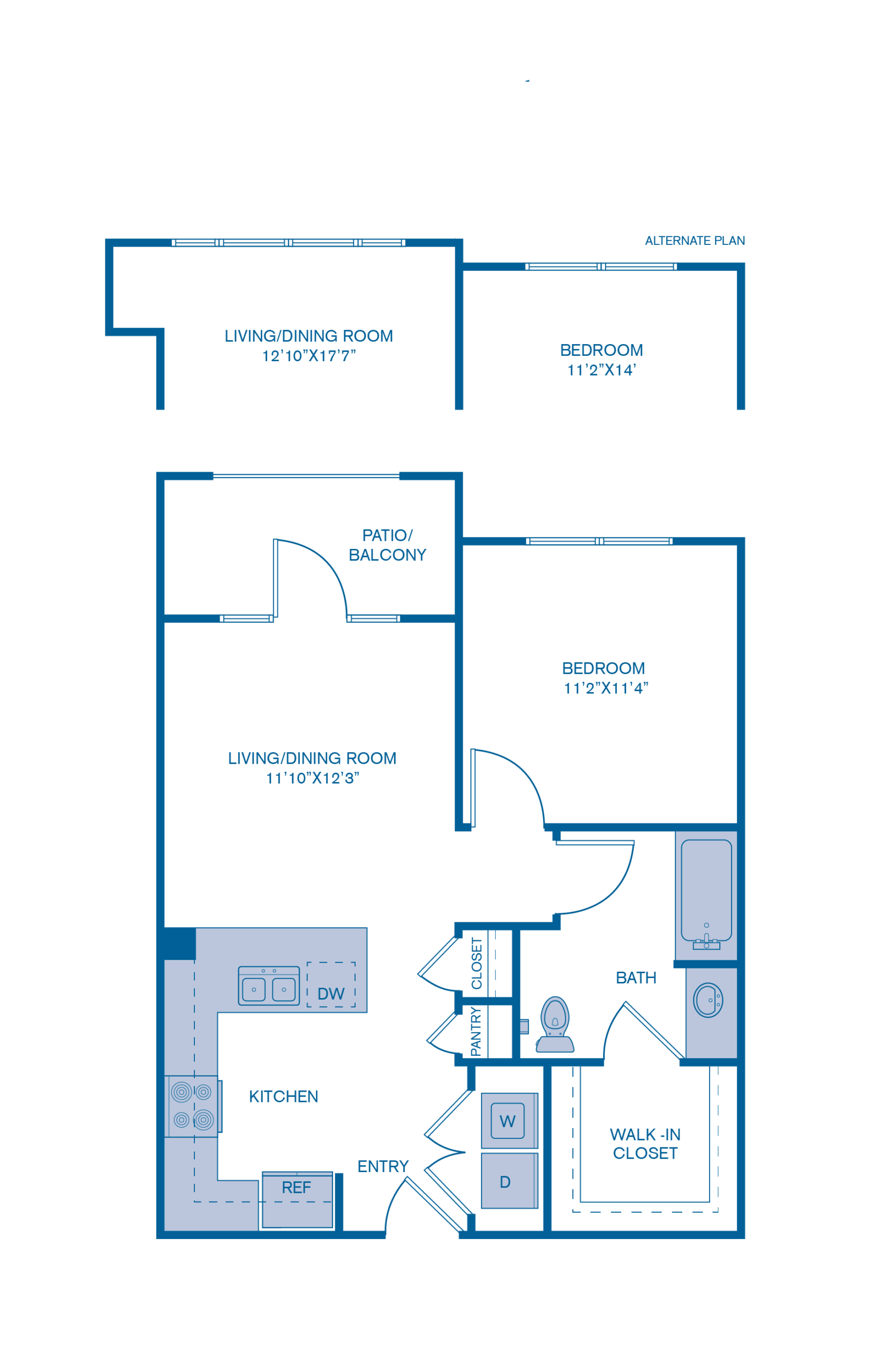 Rendering of the A4A floor plan with 1 bedroom[s] and 1 bathroom[s] at IMT Prestonwood