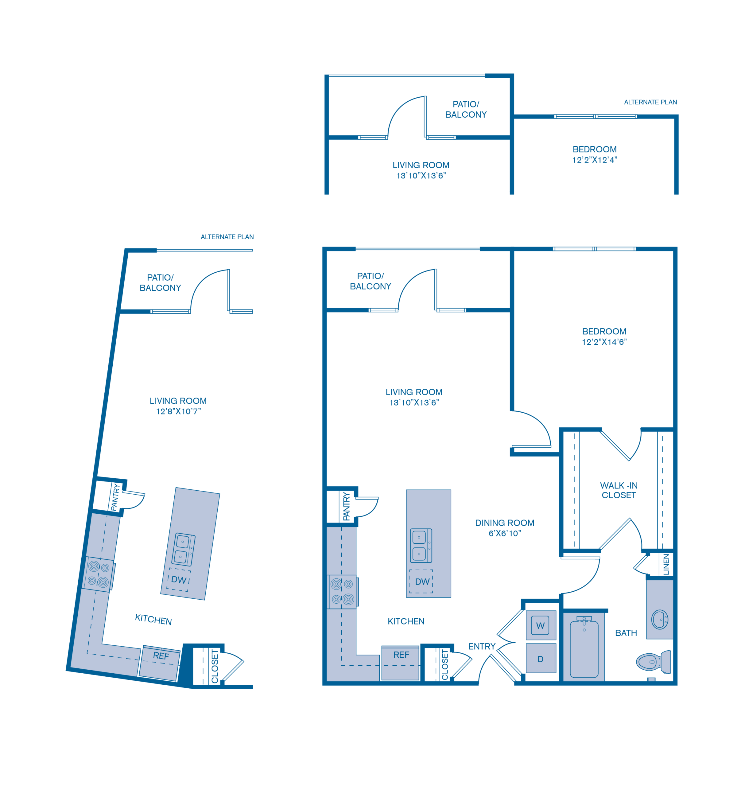 Rendering of the A10 floor plan with 1 bedroom[s] and 1 bathroom[s] at IMT Prestonwood
