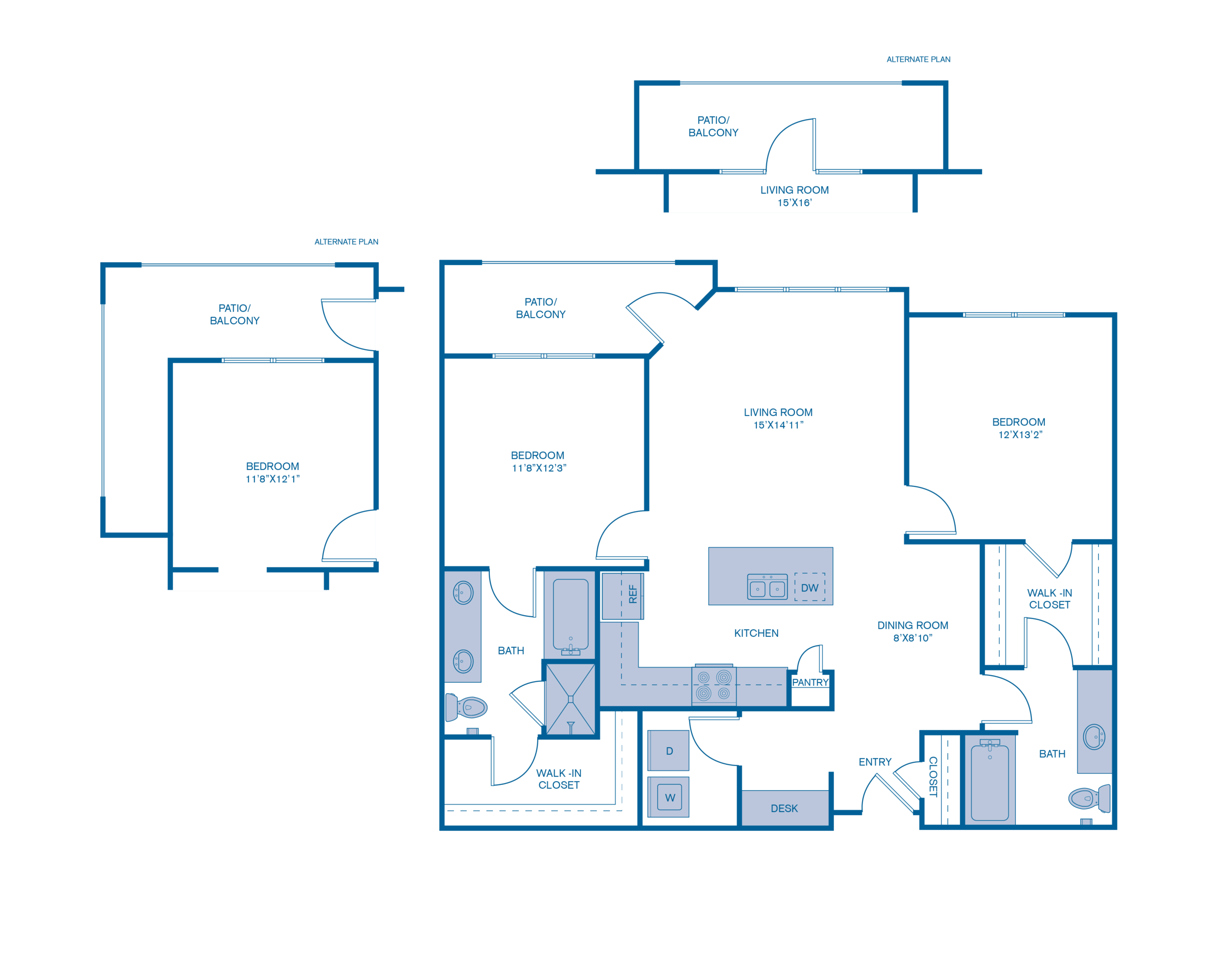 Rendering of the B6 floor plan with 2 bedroom[s] and 2 bathroom[s] at IMT Prestonwood