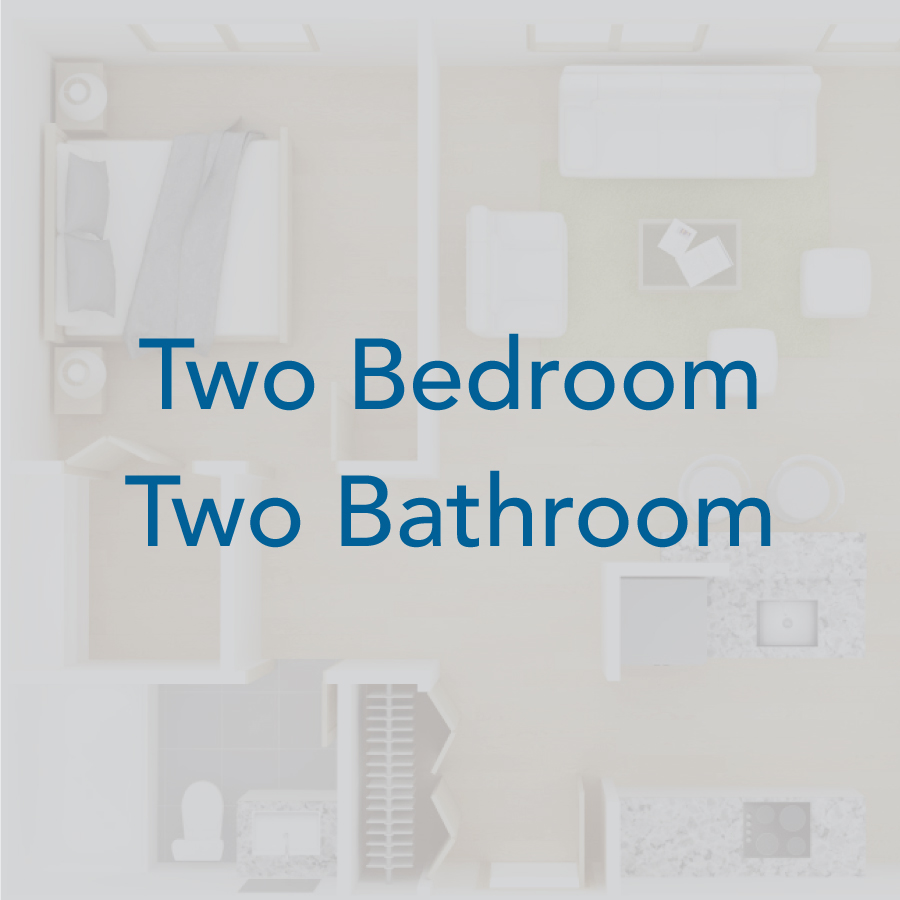 Rendering of the 2/2 floor plan with 2 bedroom[s] and 2 bathroom[s] at IMT 14227 Vanowen
