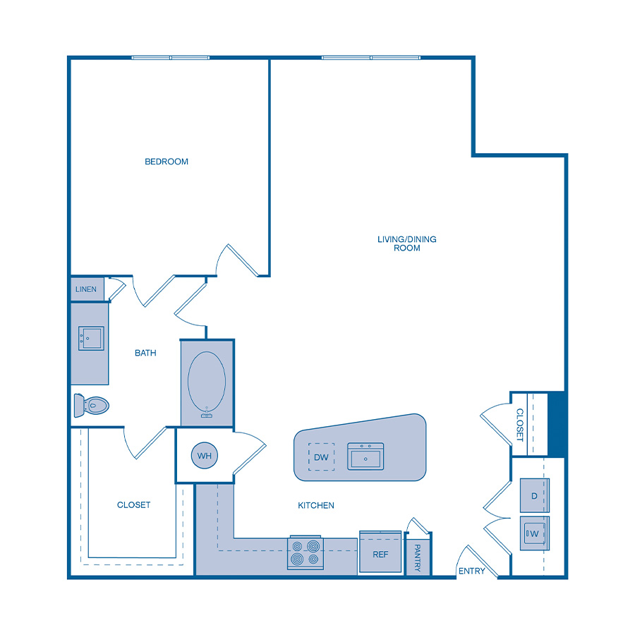 Rendering of the A8 floor plan with 1 bedroom[s] and 1 bathroom[s] at IMT Germantown