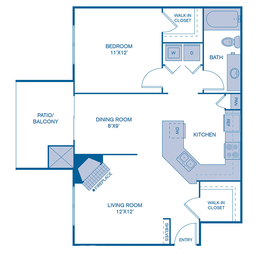 Rendering of the A1 Upgrade floor plan with 1 bedroom[s] and 1 bathroom[s] at IMT Cornerstar Ranch