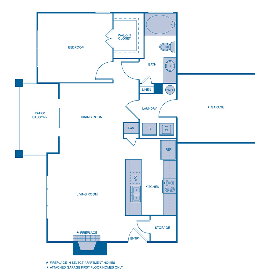 Rendering of the A2 Upgrade floor plan with 1 bedroom[s] and 1 bathroom[s] at IMT Hyland Hills