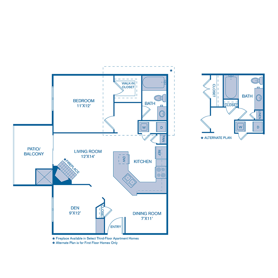 Rendering of the A3 Upgrade floor plan with 1 bedroom[s] and 1 bathroom[s] at IMT Cornerstar Ranch