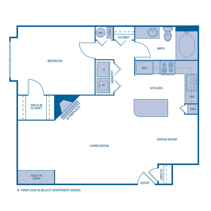 Rendering of the A15 floor plan with 1 bedroom[s] and 1 bathroom[s] at IMT Dayton Station
